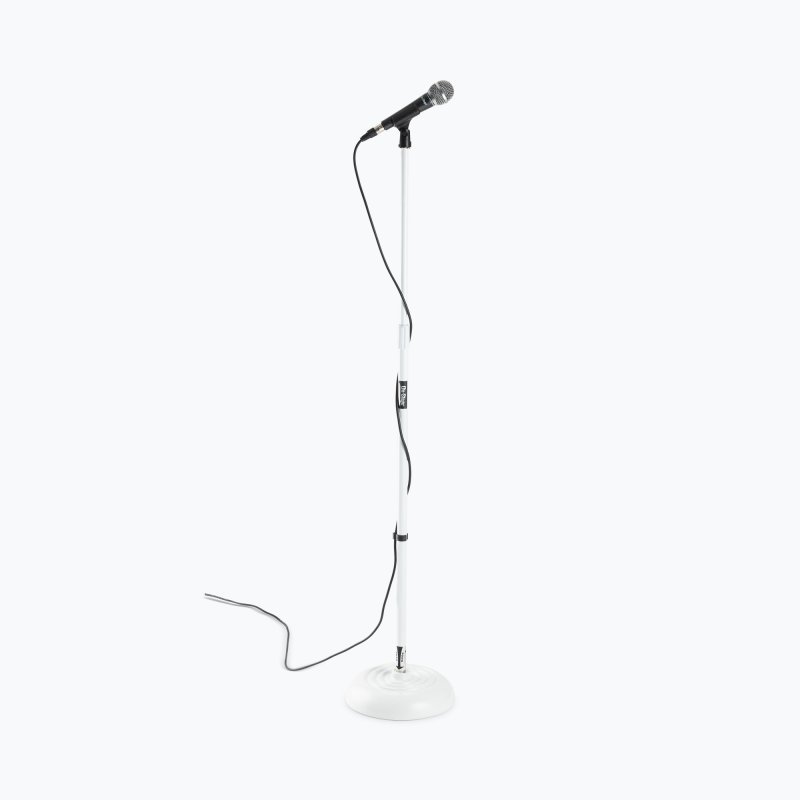 On‑Stage MS7201QTRW White Quarter‑Turn Round‑Base Mic Stand 34″–60″