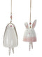 Melrose Blush Bunny and Hedgehog Bell Hanging Garden Accent (Set of 4)
