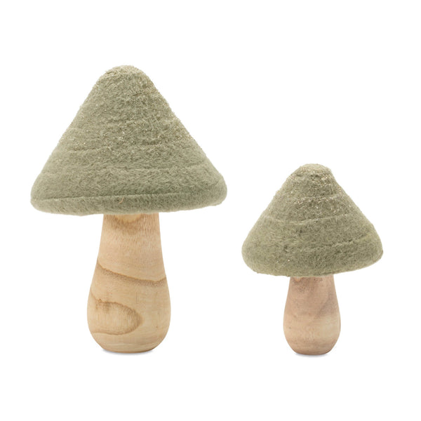 Melrose Glittered Wool Mushroom Decor (Set of 2)