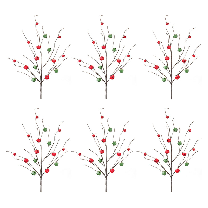 Melrose Sleigh Bell Twig Branch (Set of 6)