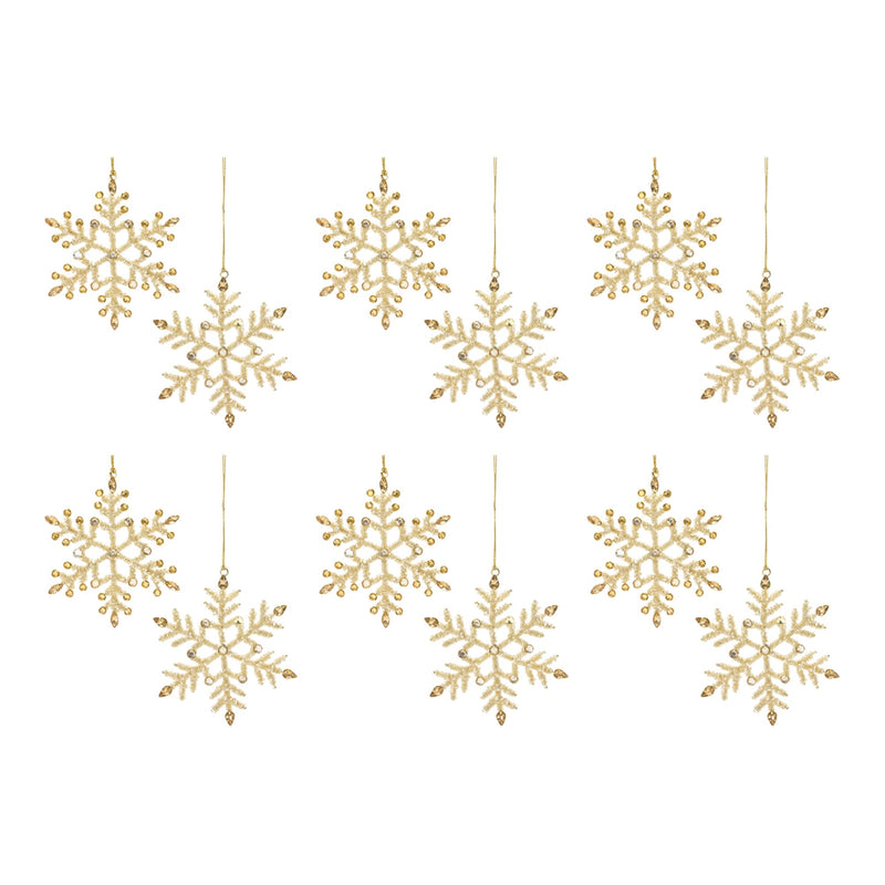 Jeweled Metal Snowflake Ornament (Set of 12)