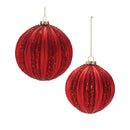 Melrose Ribbed Red Glass Ball Ornaments – Set of 4