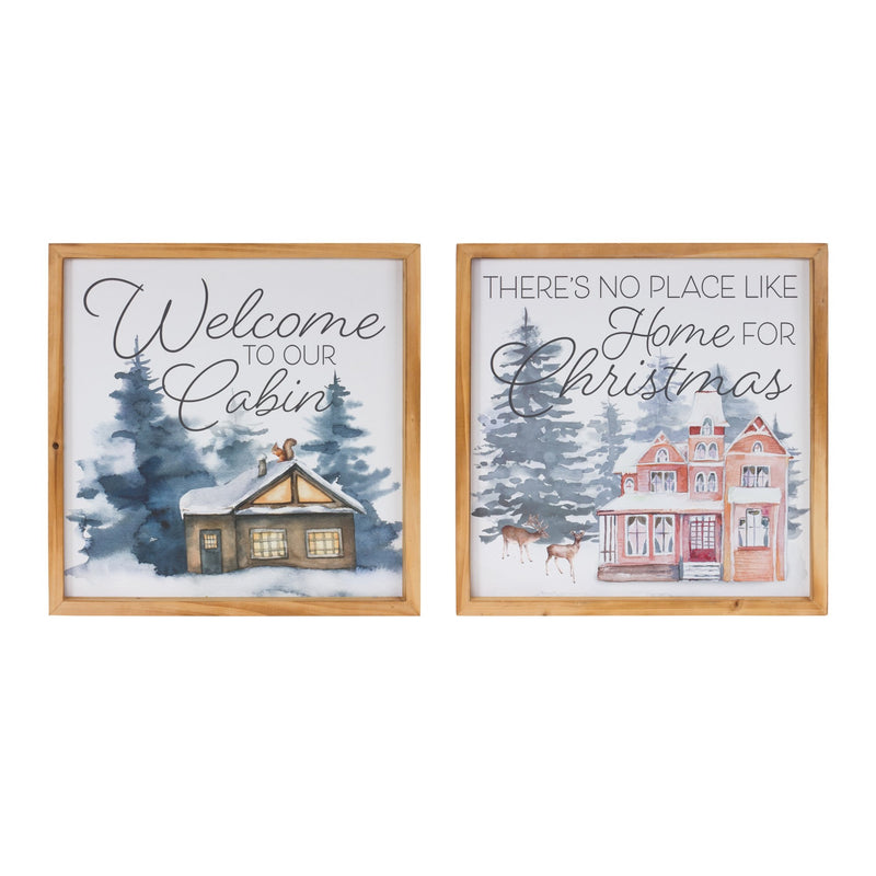 Melrose Welcome Home Holiday Wall Art (Set of 2)