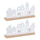 Melrose Metal Village Tealight Candle Holder (Set of 2)