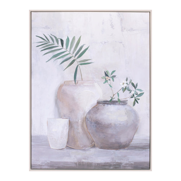 Melrose Framed Foliage Vase Canvas Wall Art 32"H, Modern, Wood, Plastic