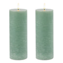 Melrose FIA Wick Green Pillar Candle (Set of 2)