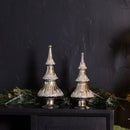 Melrose Silver Beaded Glass Holiday Tree (Set of 2)