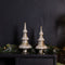 Melrose Silver Beaded Glass Holiday Tree (Set of 2)