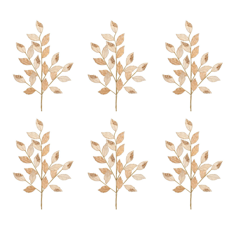 Melrose Beaded Peach Leaf Spray (Set of 6)