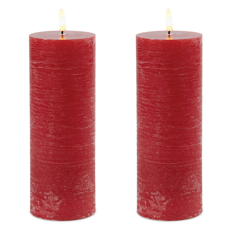 Melrose FIA Wick Red Pillar Candle (Set of 2)