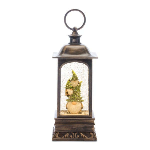 Melrose LED Snow Globe Lantern with Gnome Stack 9.75"H