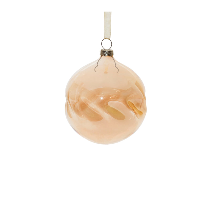 Amber Ombre Wavy Glass Ornament (Set of 12)