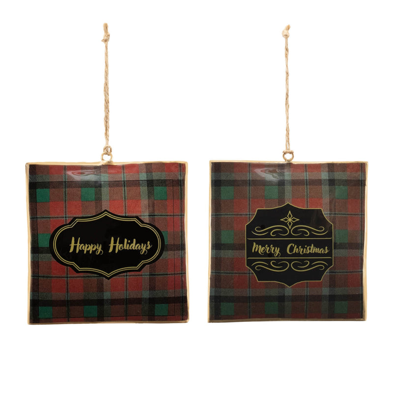 Melrose Plaid Square Ornament (Set of 6)