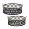 Melrose Round Woven Bamboo Trays with Rattan Handle Accent (Set of 2)