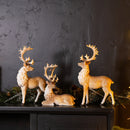 Melrose Glittered Holiday Deer Figurine (Set of 3)