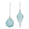 Blue Ribbed Swirl Glass Ornament (Set of 6)