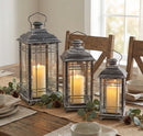 Traditional Grey Metal Lantern (Set of 3)