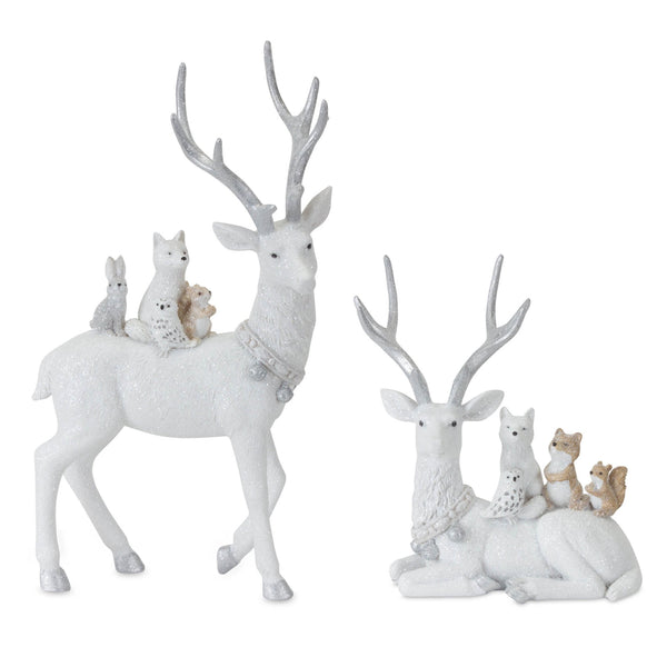 Melrose Winter Deer with Woodland Friends Figurine (Set of 2)