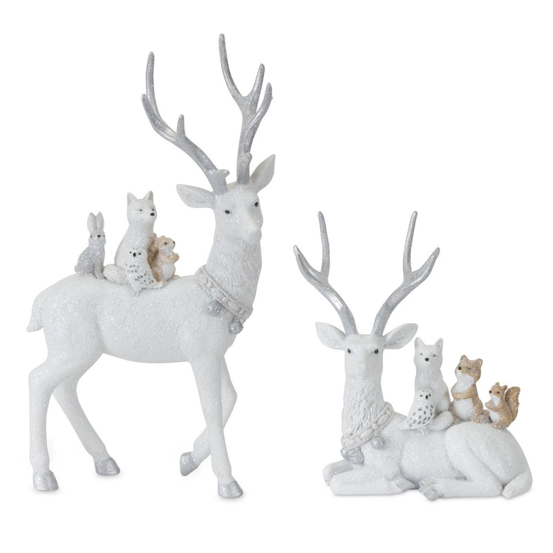 Melrose Winter Deer with Woodland Friends Figurine (Set of 2)