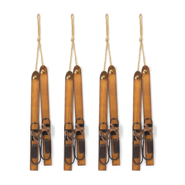 Melrose Vintage Wood Hanging Ski Decor (Set of 4)