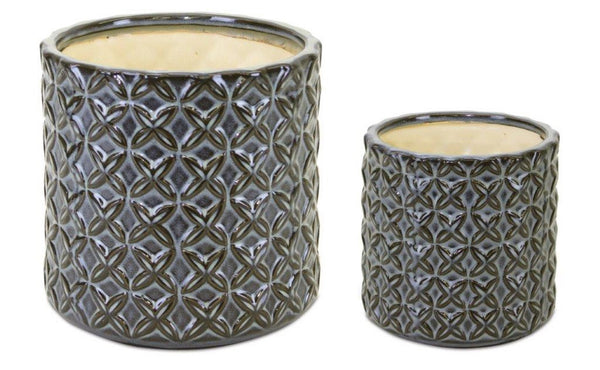 Melrose Geometric Pattern Ceramic Pot Set of 2 Planter