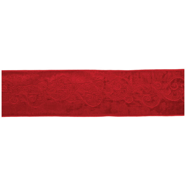 Melrose Ornate Embroidered Wired Ribbon 4" x 5 Yds.