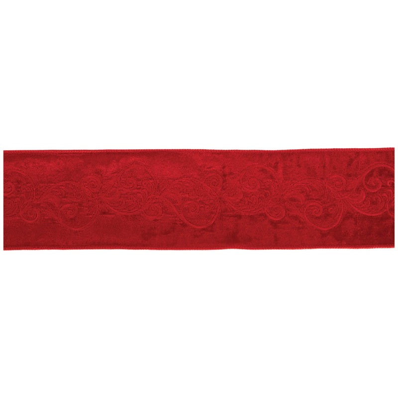 Melrose Ornate Embroidered Wired Ribbon 4" x 5 Yds.