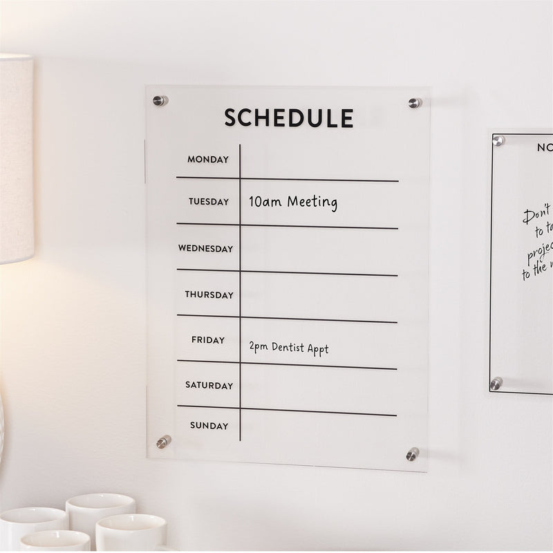 Melrose Acrylic Dry Erase Weekly Calender 19"H Wall Decor, Modern, Acrylic