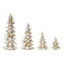 Melrose Gold Flocked Pine Tree Decor (Set of 4)