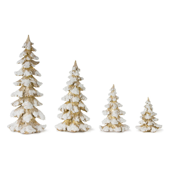 Melrose Gold Flocked Pine Tree Decor (Set of 4)