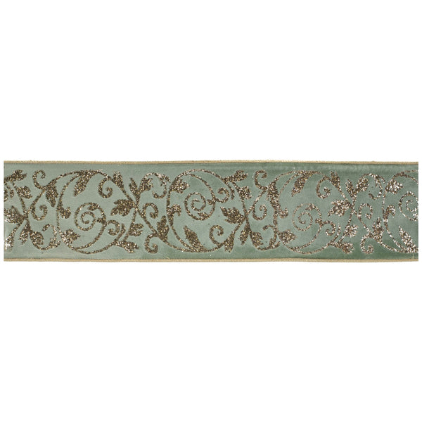 Melrose Ornate Glittered Wired Ribbon 4" x 5 Yds.