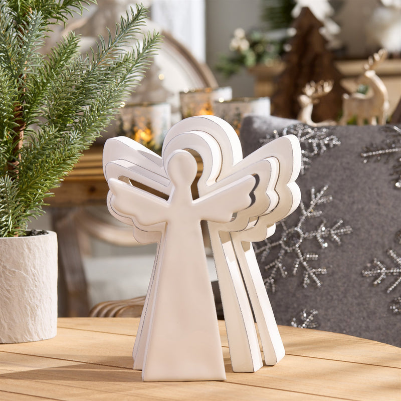 Melrose Wood Angel Nesting Display (Set of 2)
