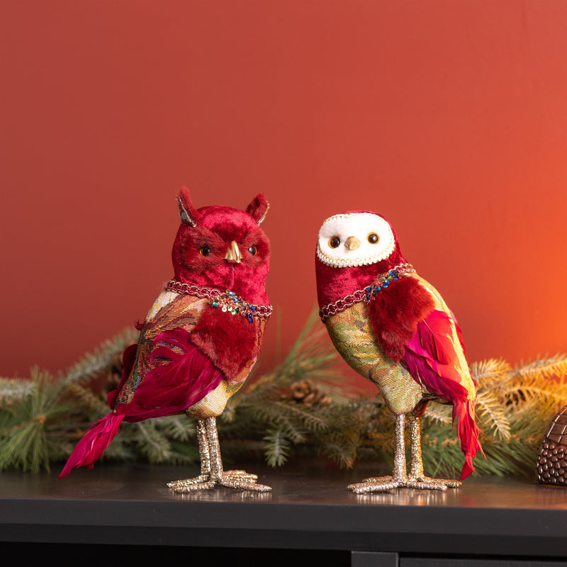 Melrose Jeweled Tapestry Owl Shelf Sitter (Set of 4)