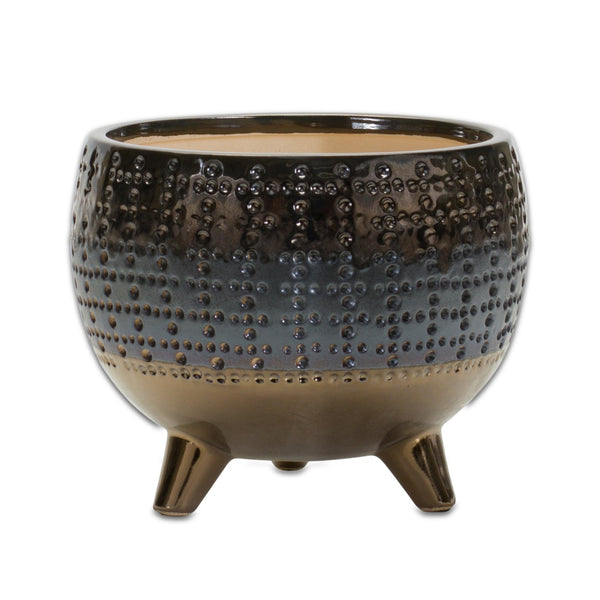 Melrose Dotted Ceramic Planter with Pewter Accent 6"H Planter