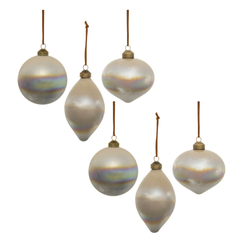 Melrose Cloudy Iridescent Glass Ornament (Set of 6)
