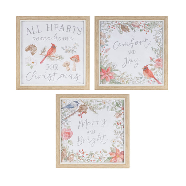 Melrose Framed Winter Cardinal Sentiment Print (Set of 3)