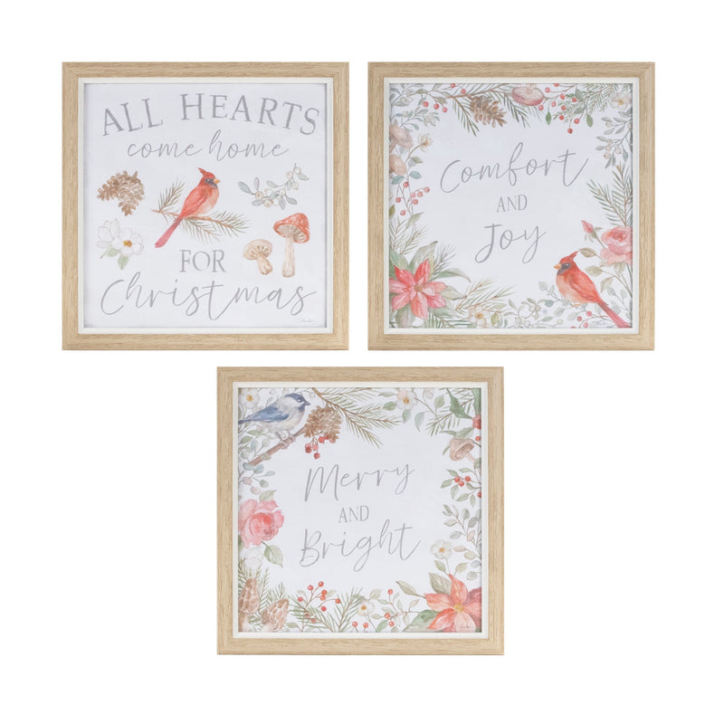 Melrose Framed Winter Cardinal Sentiment Print (Set of 3)