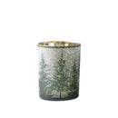 Melrose Frosted Pine Mercury Glass Candle Holder (Set of 2)