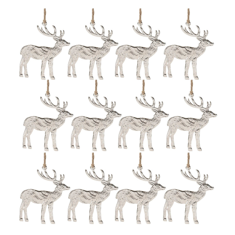 Melrose Etched Metal Deer Ornament (Set of 12)