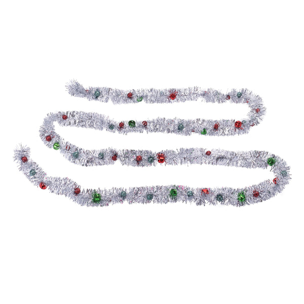 Melrose Tinsel Sleigh Bell Ornament Garland (Set of 2)