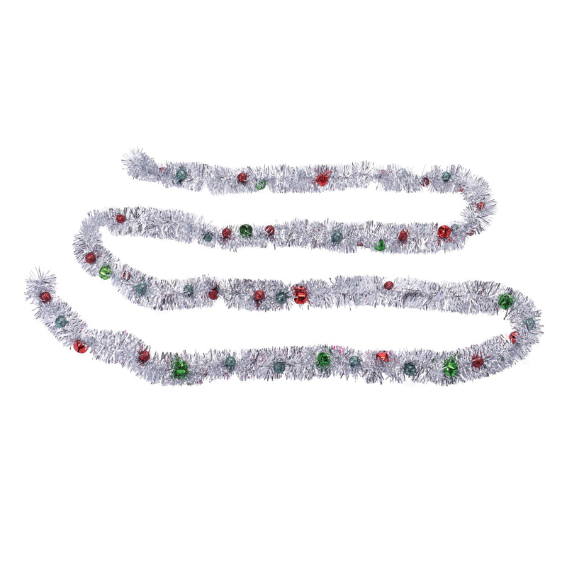 Melrose Tinsel Sleigh Bell Ornament Garland (Set of 2)