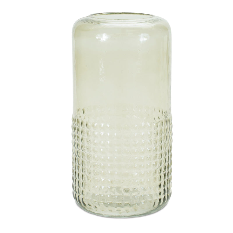 Melrose Green Textured Glass Candle Holder Vase 9.5"H