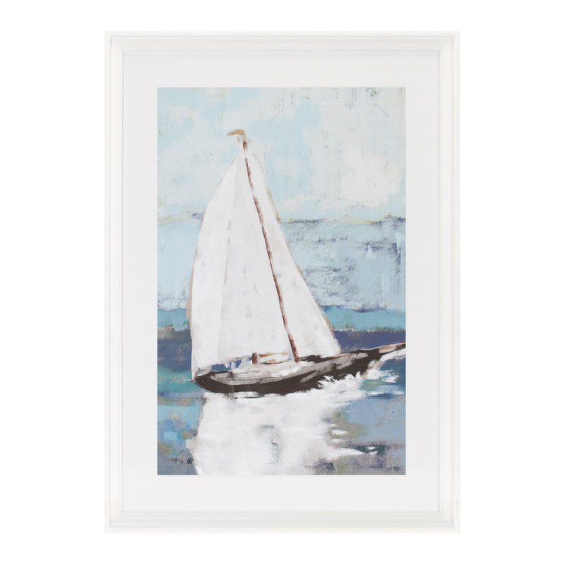 Melrose Framed Sail Boat Print Wall Decor, Nautical, Modern, Wood