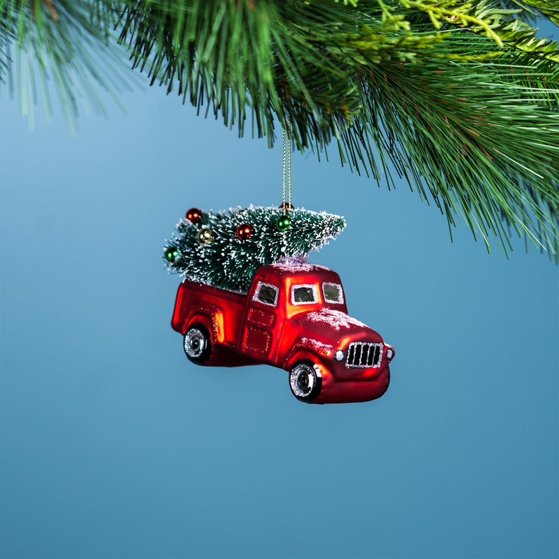 Melrose Glittered Glass Pickup Truck Ornament (Set of 6)