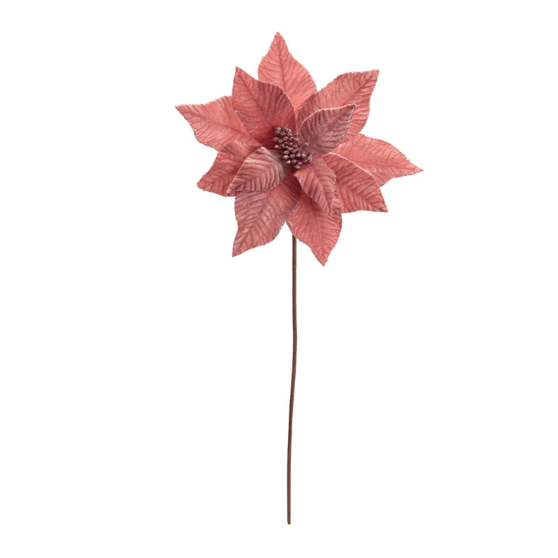Melrose Glittered Poinsettia Flower Stem (Set of 6)