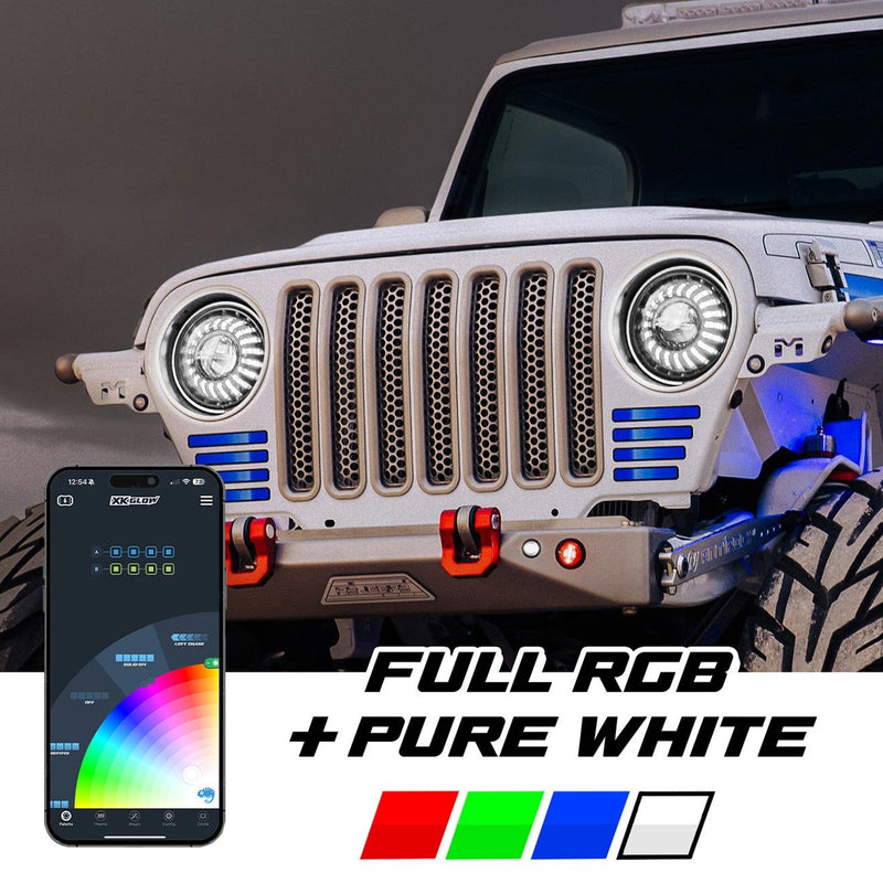 XKGlow 7" XKmax App Control RGBW Jeep Headlight Kit - MX-7IN-JP-KIT-JL