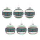 Melrose Stripe Patterened Glass Ball Ornament (Set of 6)