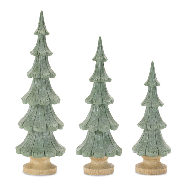 Melrose Glittered Pine Tree (Set of 3)