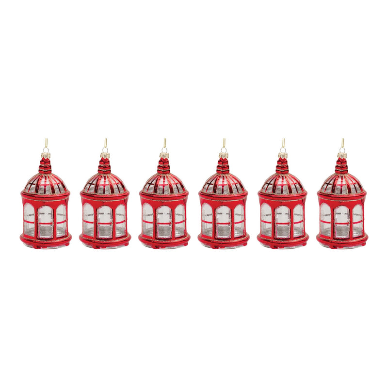 Glittered Glass Lantern Ornament (Set of 6)