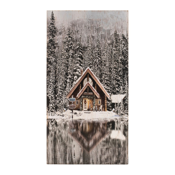 Melrose Wooden Winter Lake Lodge Plaque 17.5"H